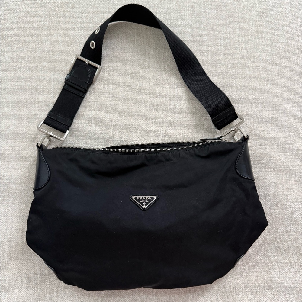 Vintage Prada Black Nylon Crossbody Bag